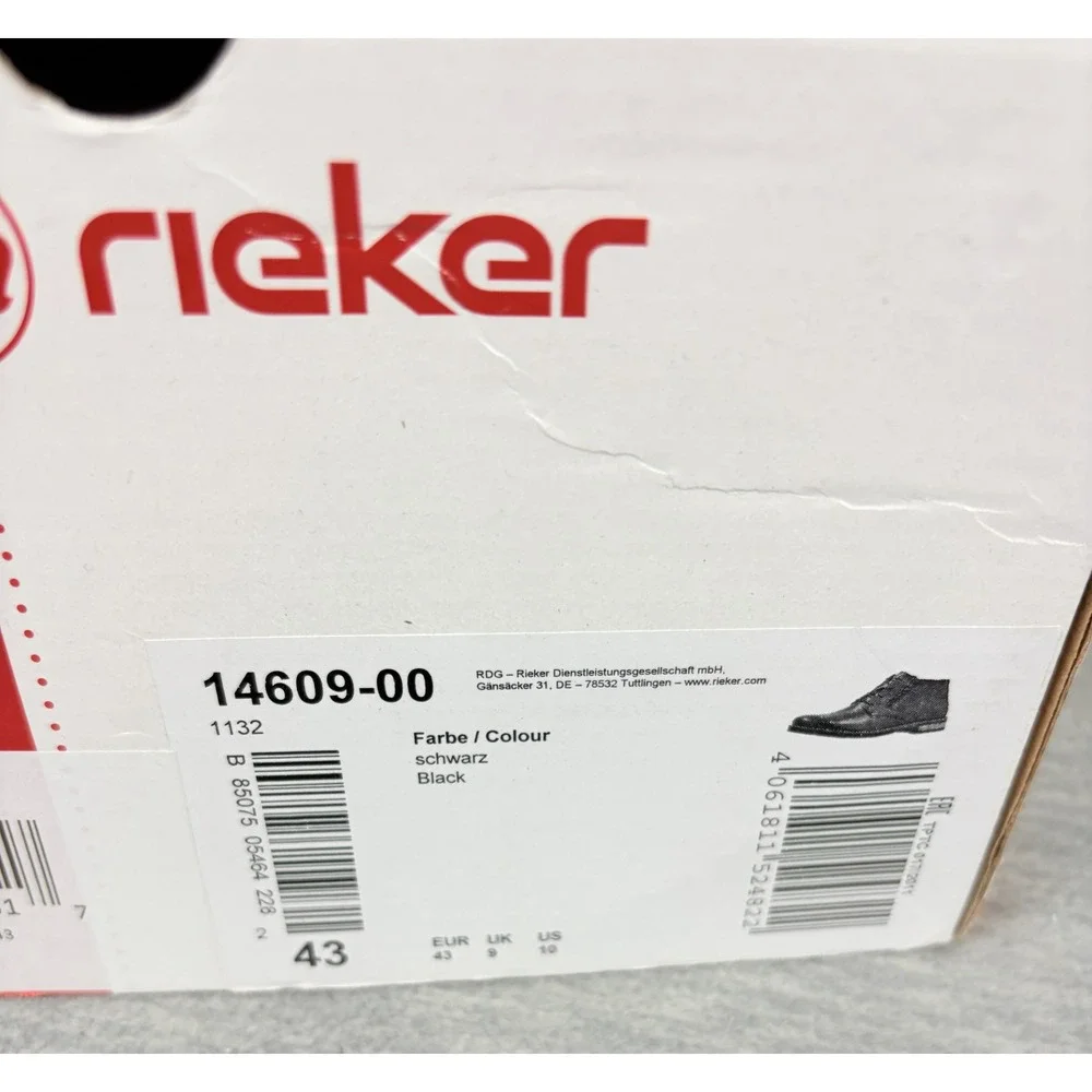 Rieker Dustin 09 Nero Chukka Boots Mens 10 Black Leather‎ Antistress Comfort